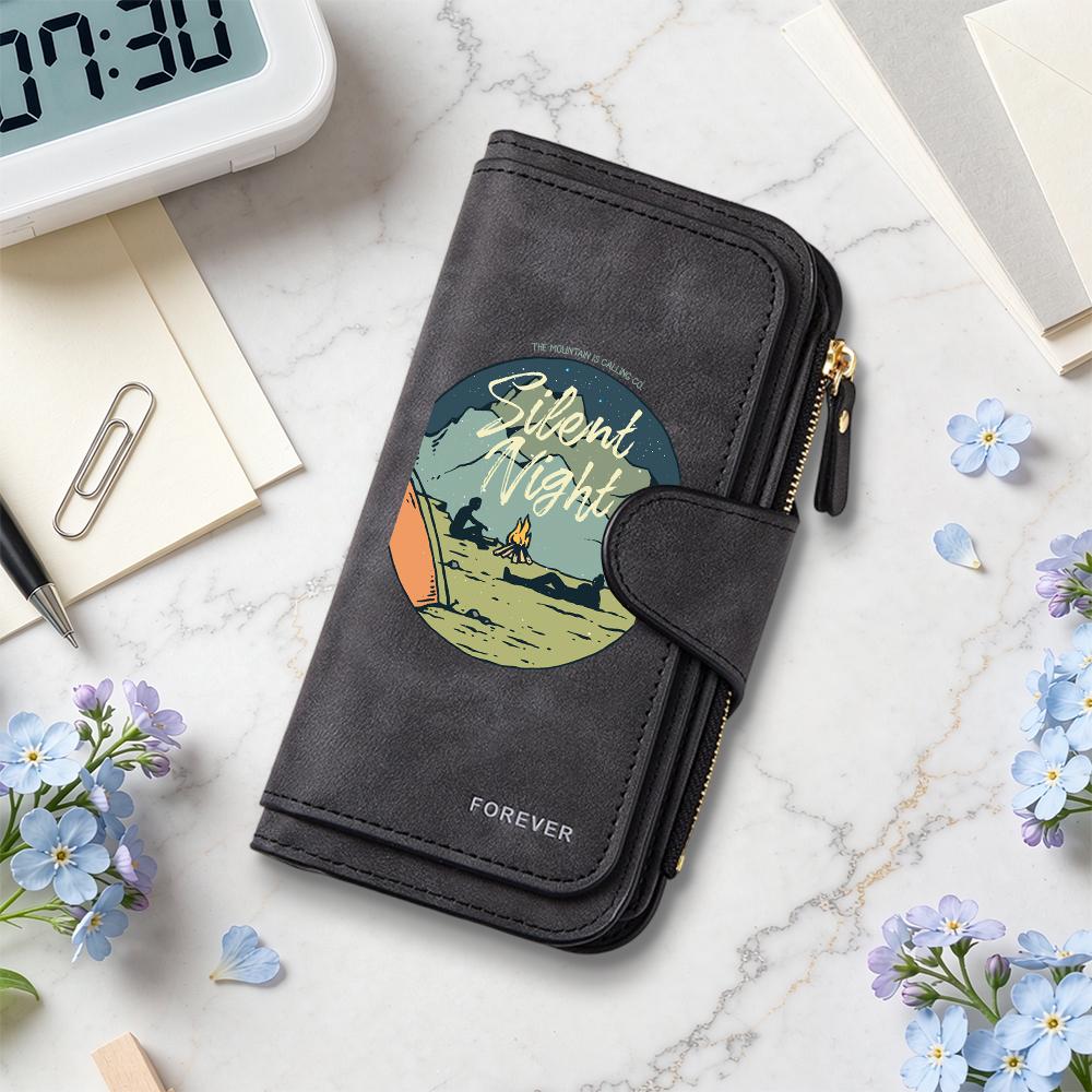 Retro Wallet with Camping Pattern