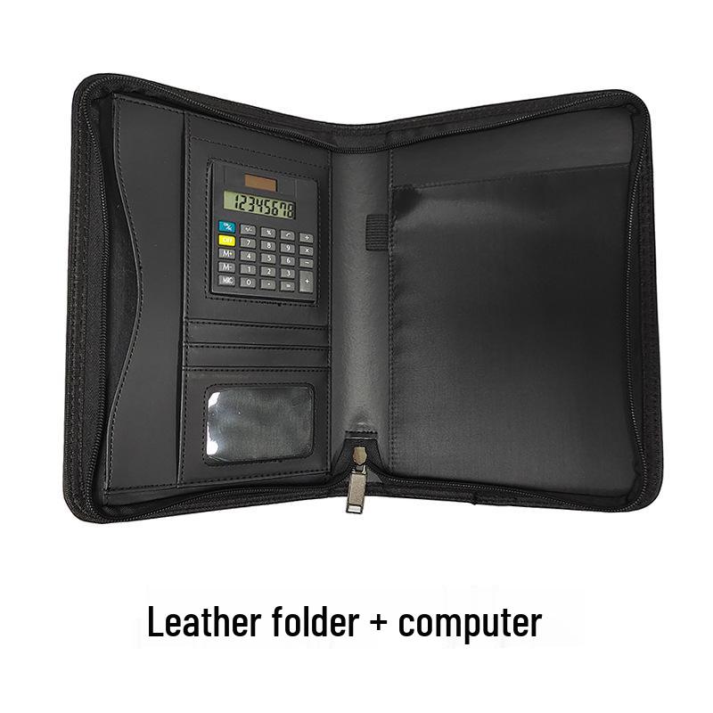 Moderner A5 Multifunktionaler PU Business Ordner mit Reißverschluss, Taschenrechner und Logo-bereitem Verkaufsleiter-Clip
