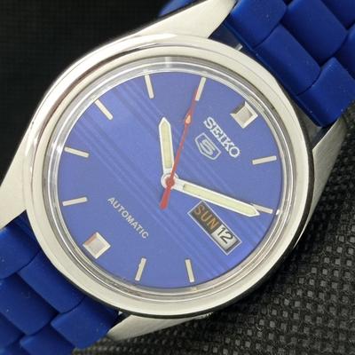 CEAS DE VINTAGE SEIKO 5 AUTOMAT JAPAN MENS D/D BLUE DIAL WATCH 621a-a413406-2