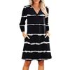 Women's Fashion V-neck Casual Beach Dress Three-quarter Sleeves Striped Print Dress