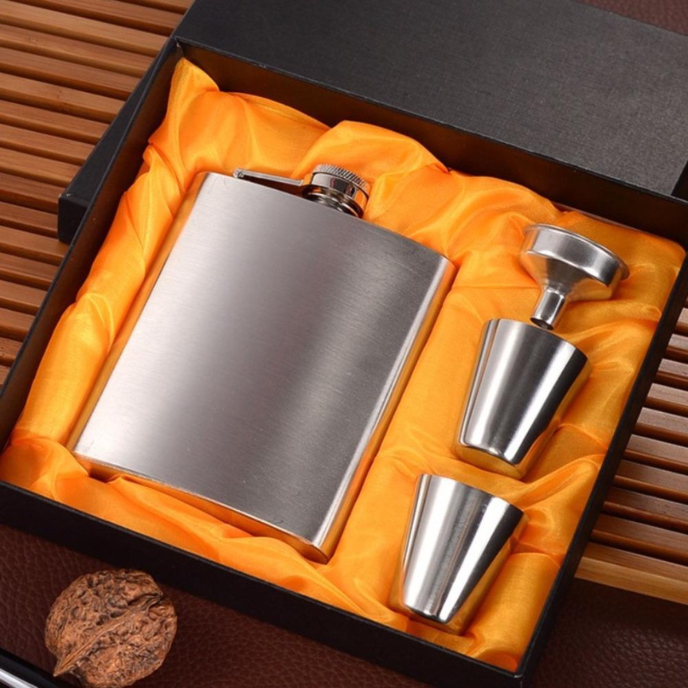 Stainless Steel Wine Pot 7oz Whisky Flask Portable Wine Bottle Set  Gifts