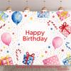 2D Pink Blue Candy Cane Happy Birthday Background for Photoshoot