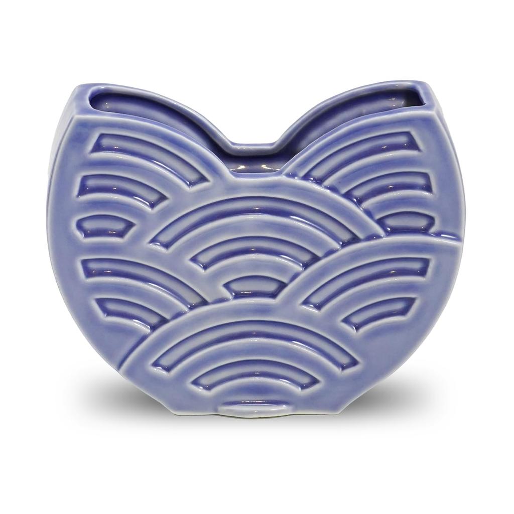 Fukubeya Kutani Ware Qinghai Wave Pattern Mosquito Coil Holder Double Used As a Vase Japanese Modern Ceramic Interior (Purple)