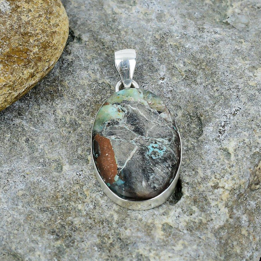 Chrysocolla Gemstone Handmade 925 Sterling Silver Jewelry Pendant Gift For Her
