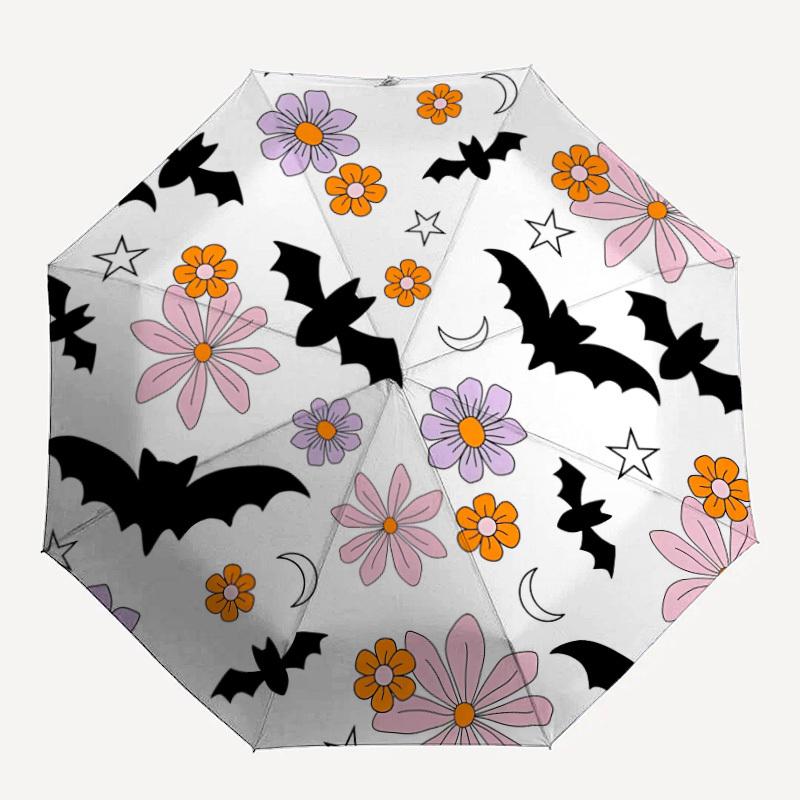 

1 шт. Зонт на Хэллоуин с рисунком летучих мышей, автоматический, с 8 ребрами, для женщин/мужчин, всесезонный - Необходимый аксессуар для путешествий, Стильный аксессуар, H