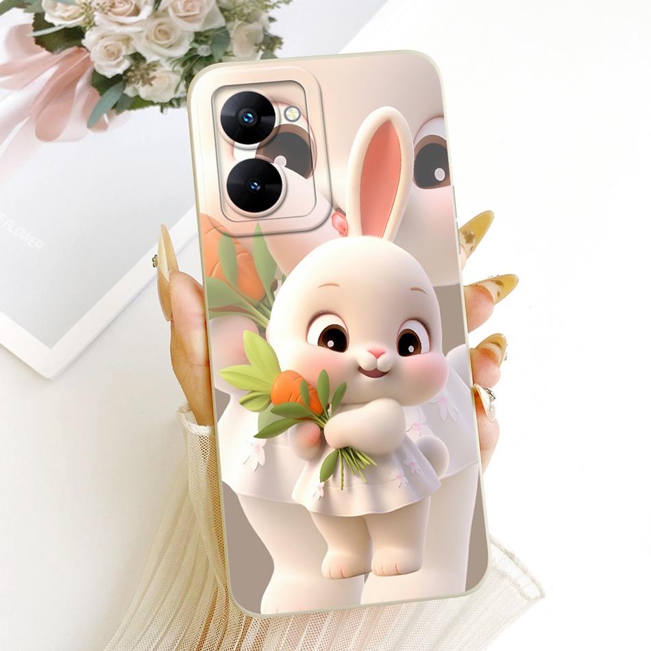 For Realme V30 V30t RMX3618 RMX3619 Cute Cat Flower Cartoon Phone Case For RealmeV30 V30T 5G Soft Silicone Cover Bumpers