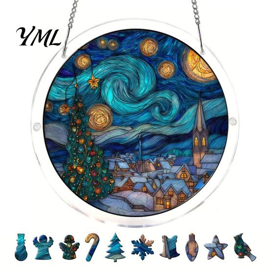 Translucent Puzzle Art Christmas Acrylic Suncatcher, Holiday Tree Snowman Stockings Red Bird Sun Catcher Pet Lover Gift Idea Kit for Adults,