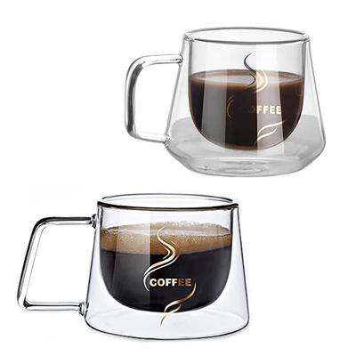 2 Stück 200ml Doppelwandiges Glas Kaffeetasse Hitzebeständige Espressotasse Thermoisolierte Tasse Tee Wasser Trinkgeschirr Haferflockenbehälter