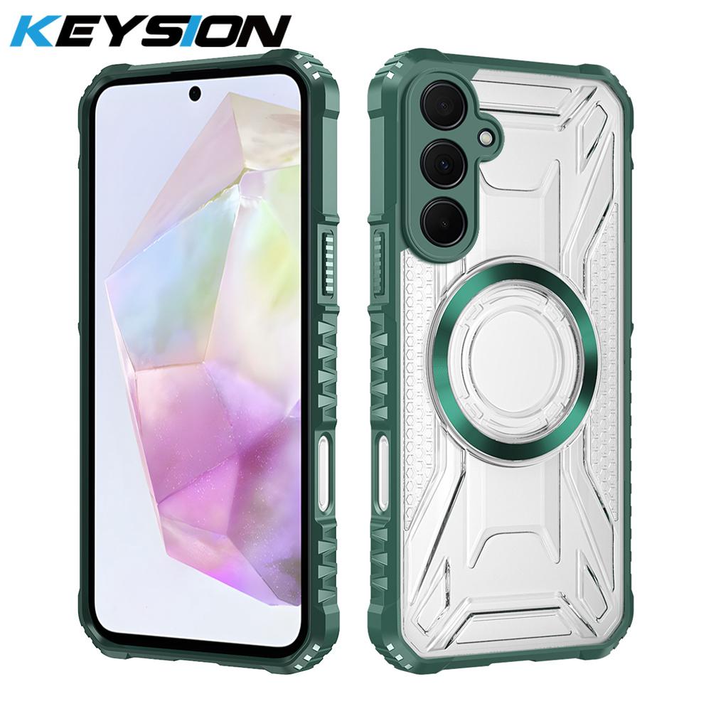 KEYSION Transparent Magnetic Case for Samsung A55 5G A35 A25 A15 Silicone+PC Shockproof Phone Back Cover for for Galaxy A05S