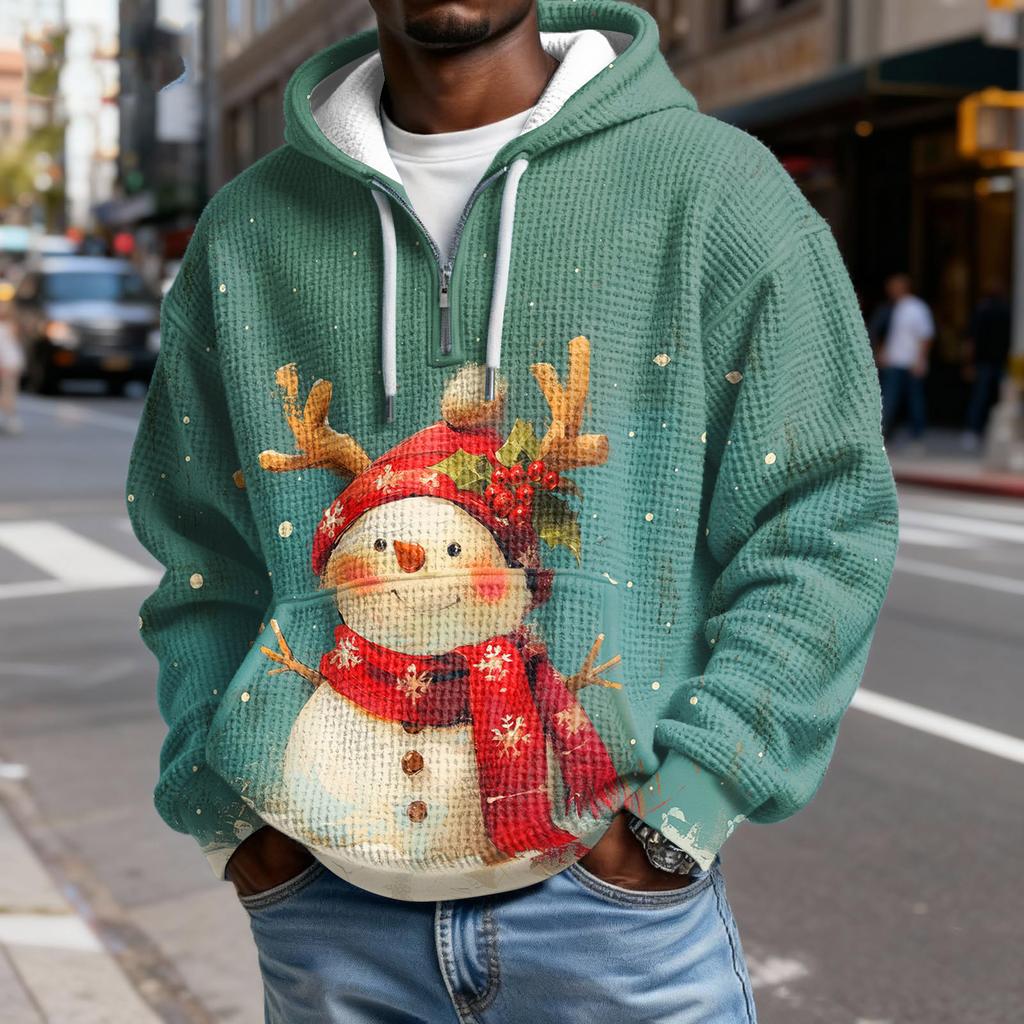 Pánská  Móda  Trendy Mikina s kapucí na půl zipu  Pulovr  Zesílená  Fleecová  Textura  Mikina