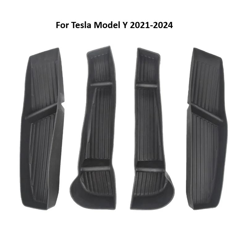 Car Door Side Storage Box for Tesla Model Y Juniper 2021-2025 Front Rear Door Handle Armrest Tray Organizer Car Accessories