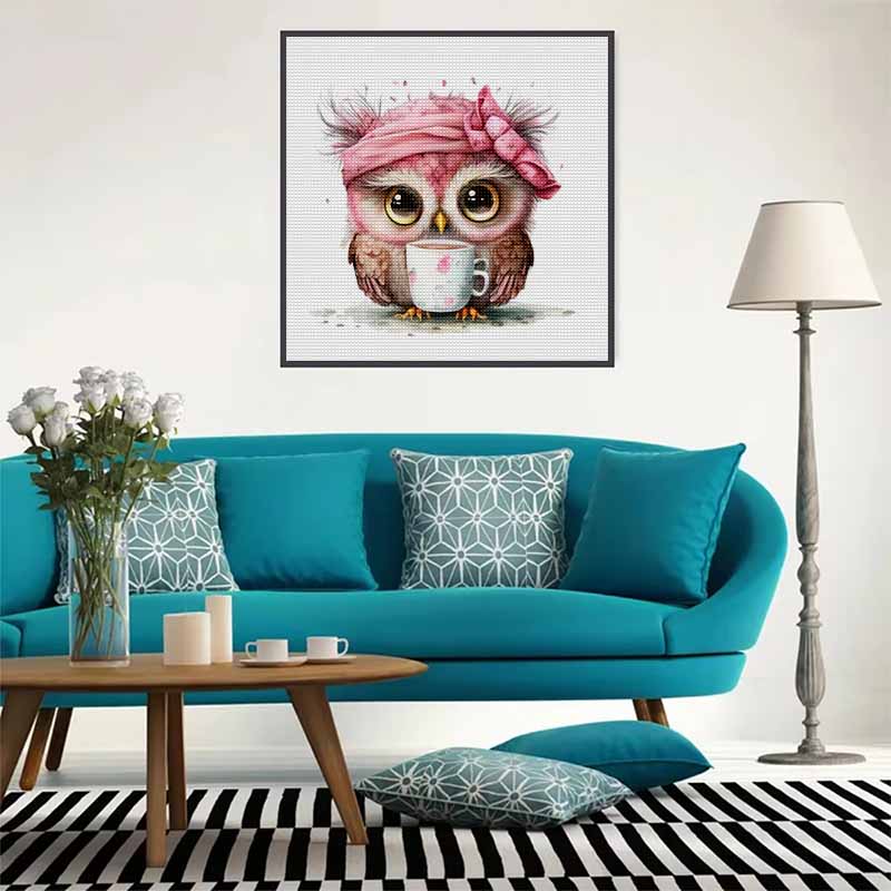 New Arrival 5D DIY Full Circle Diamond Painting "Pink Owl" Embroidery Cross Stitch Home Decor Gift