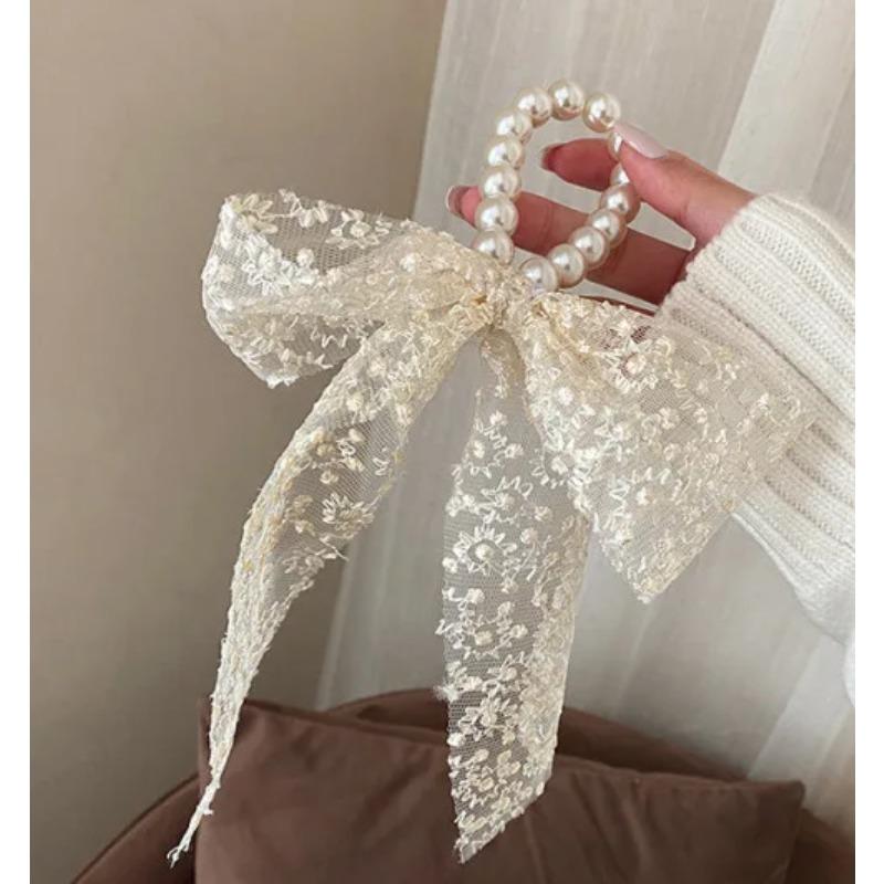 Lace Embroidery Bow Hair Bangs Solid Color Retro Elegant Headdress Hair Ties Sweet Girls Princess Head Hair Accessories Gifts New