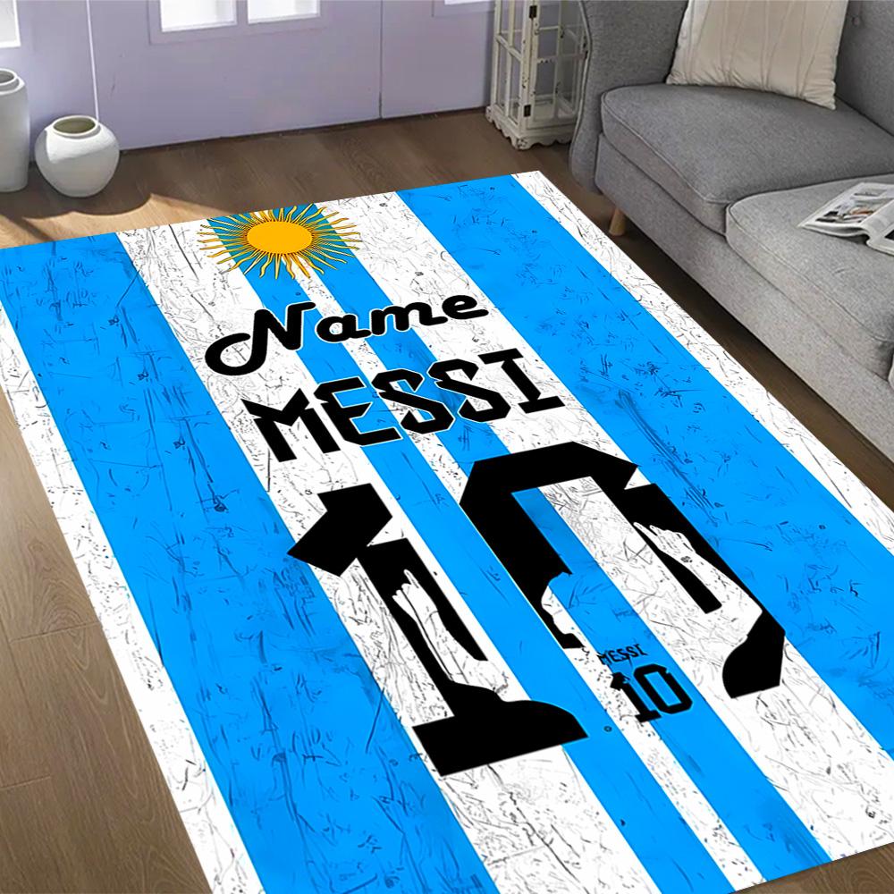 Messi's Celebration Moment Personalized Name Carpet Design for Dining Room Decorate room Hallway Kitchen Anti-slip Rug Anime Office Decor