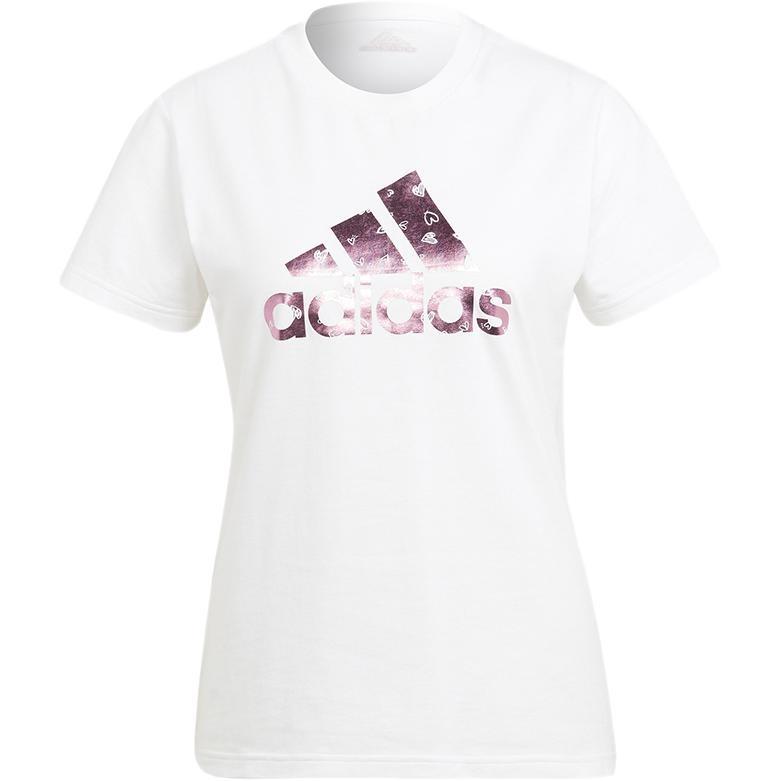 (WMNS) adidas Gfx Tee Ss2 Love Funny Printing Logo Short Sleeve White Women s HB7128 M