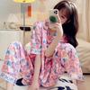 [Dream Mickey] Lapel Short-sleeved Trousers Loungewear Set Ice Silk Loose Large Size Cute Pajamas Women's Summer