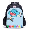 Zaino Scuola per Bambini, Testa Grande Gatto Blu Forrest Gump Scuola di Animazione, Tessuto Oxford Nero Resistente allo Sporco Grande Capacità.