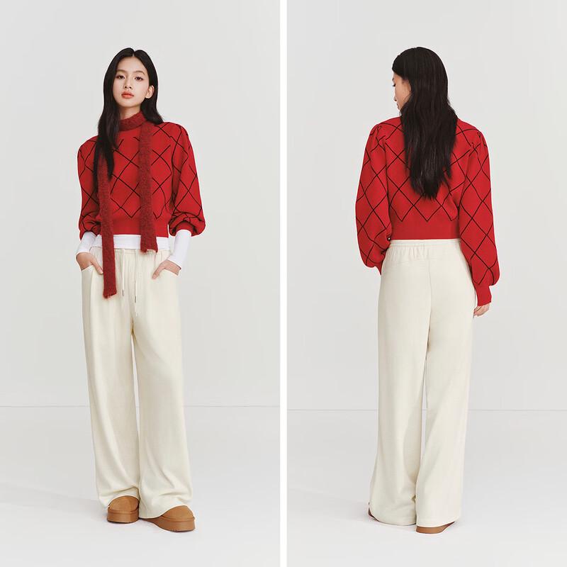 Semir Women's Spring Pleated Elastic Waist Wide-Leg Casual Pants