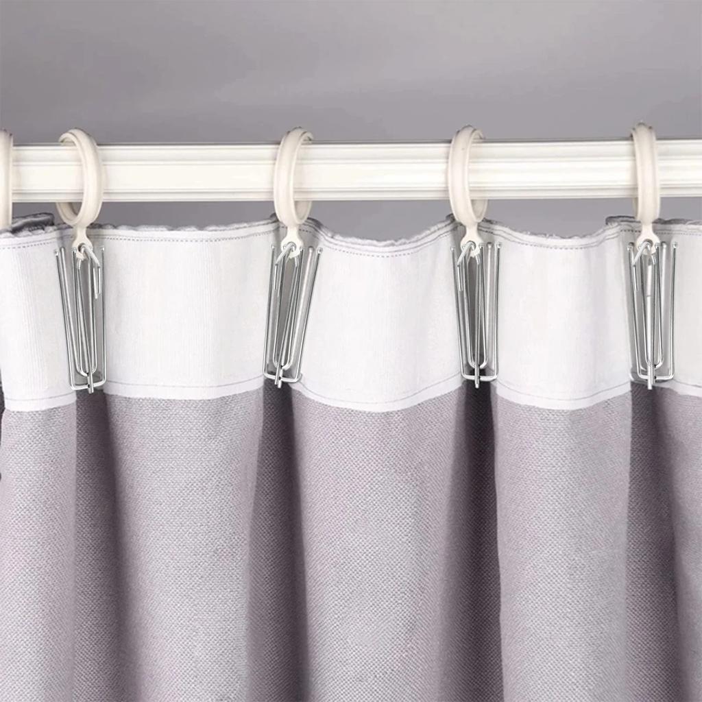 10-100pcs Curtain Tape Hooks Alloy Shower Curtain Cloth Clamp DIY Drapes Traverse Rod Slides Clasp Bathroom Pinch Pleat Clips