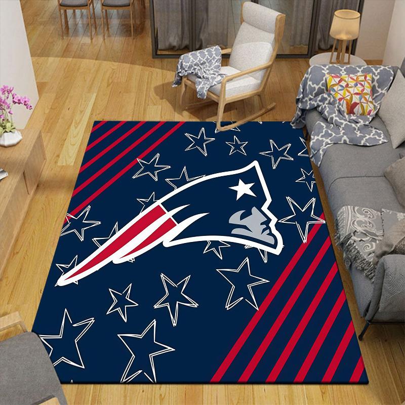 New England Patriots Flannel Pattern Square Carpet,Area Rug,Carpet Rug for Living Room Bedroom Sofa Playroom Decor,Non-slip Floor Mat