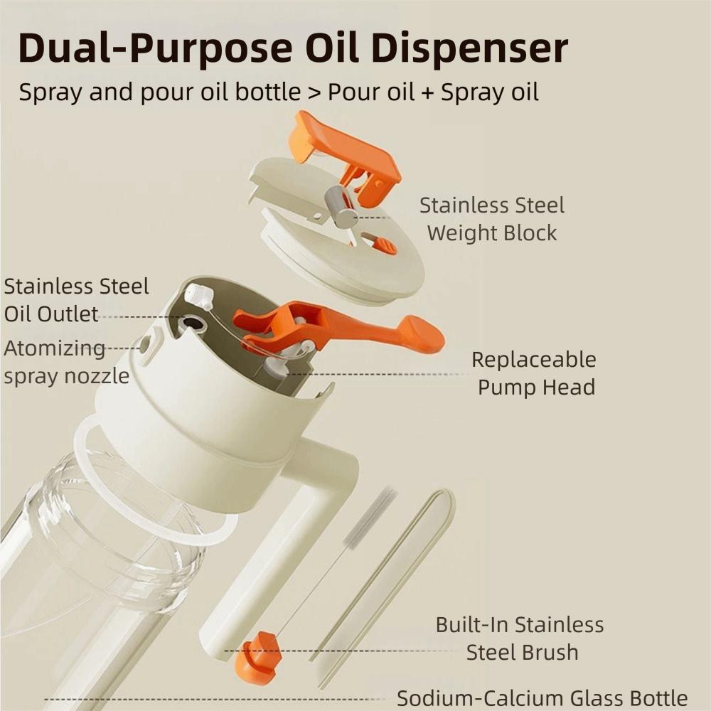 Leak-proof Oil Dispenser Bottle 650ML Kitchen Spray Container Oil Sprayer Dispenser  BBQ Tool