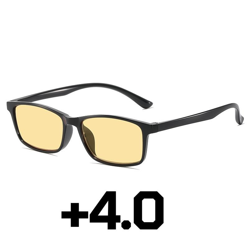 Retro Classic Black Square Frame Reading Glasses Men Anti Blue Light and Ultra Light TR90 Frame Night Vision Presbyopia Glasses