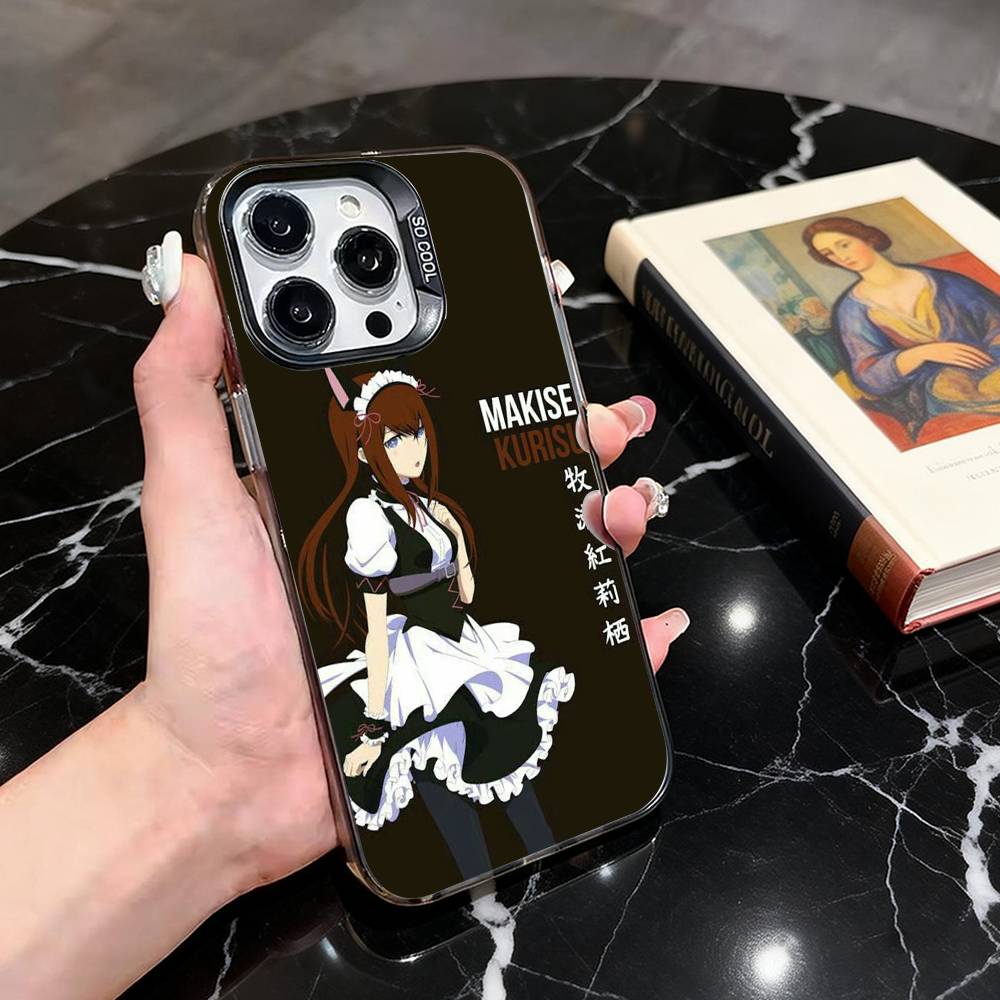 

K-Kurisu M-STEINS GATE Makise-es Phone Case For iPhone 17,16,15,14,13,12,11 Plus,Pro Max,XS,Colored Silver Plated Inside Cover iPhone16e