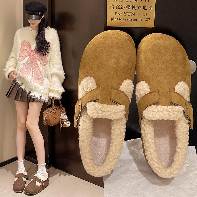 Women's Large Size Thick Sole Soft Sole Winter Warm Fur One Snow Boots Padded Lined Ankle Boots Non-slip Hiking Sports Cotton Boots Soybean Shoes