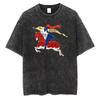 Vintage Knight Horse Graphic Washed T Shirt Women Retro Medieval Warrior Print  Tee Harajuku Streetwear Casual Short Sleeve