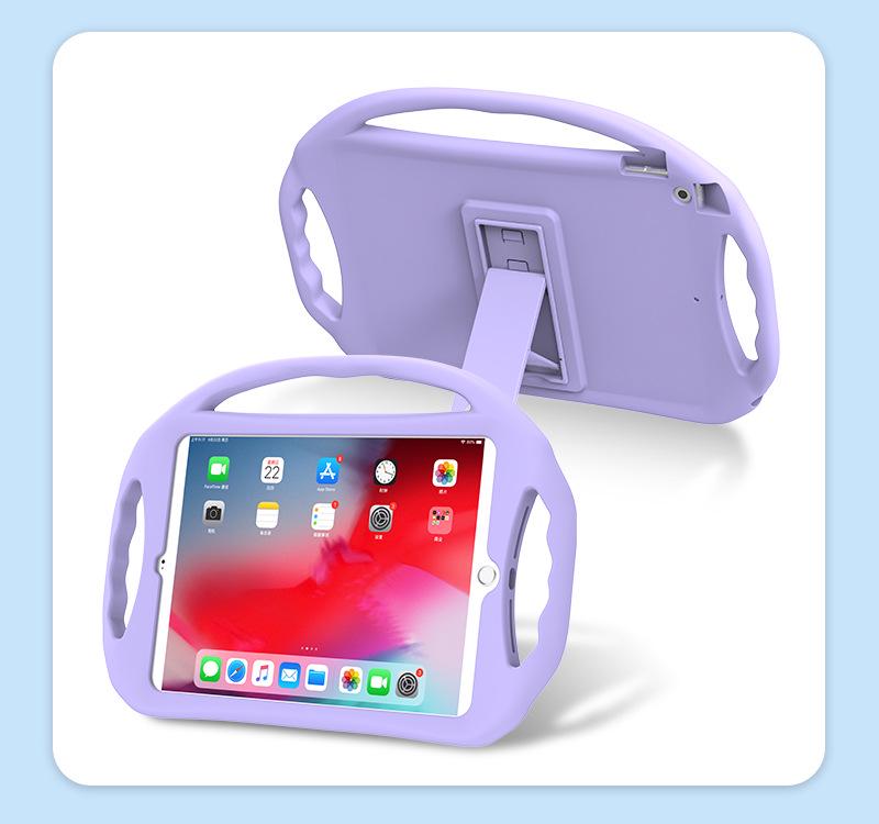 iPad 7/8/9 10.2 Silicone Protective Case with Stand and Three Handles - Drop-Proof Tablet Shell