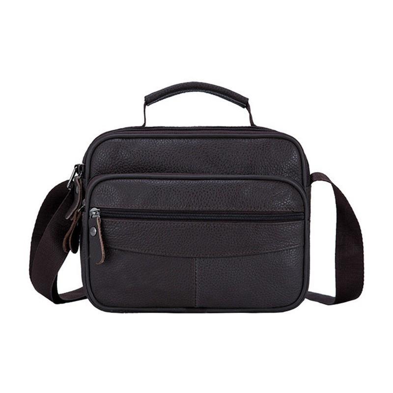 

Business Shoulder Bag Black Leather Large Capacity Premium Multi Functional Leisure Handheld Men s коричневий