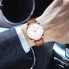 [Watches] Men's Ultra-Thin Watch 6.5MM Simple Fashion Casual Business Quartz Movement 40mm Dial Leather Band Unisex Yellow-2