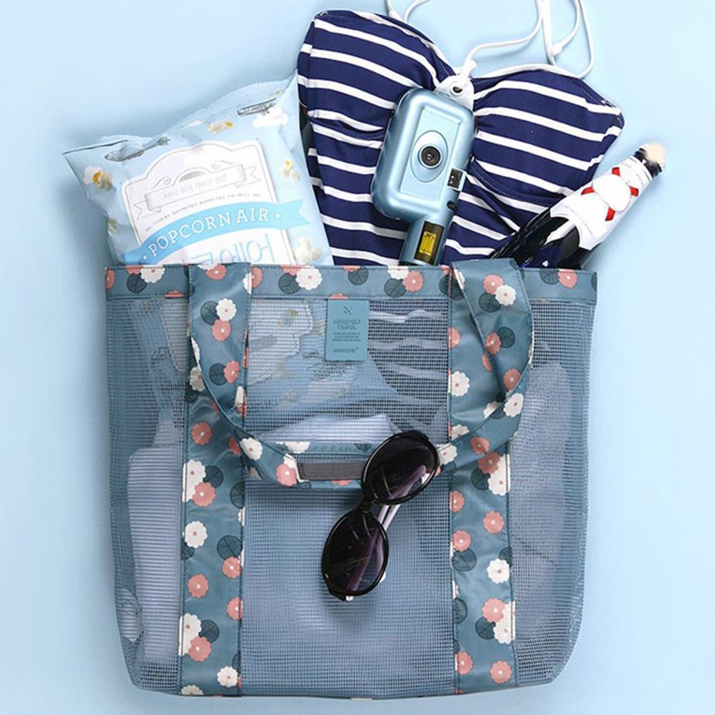 Netz-Strandtasche Leicht Faltbare Einkaufstasche Wäschebeutel Picknicktasche Tragbar Reise Strandspielzeugtasche Pooltasche