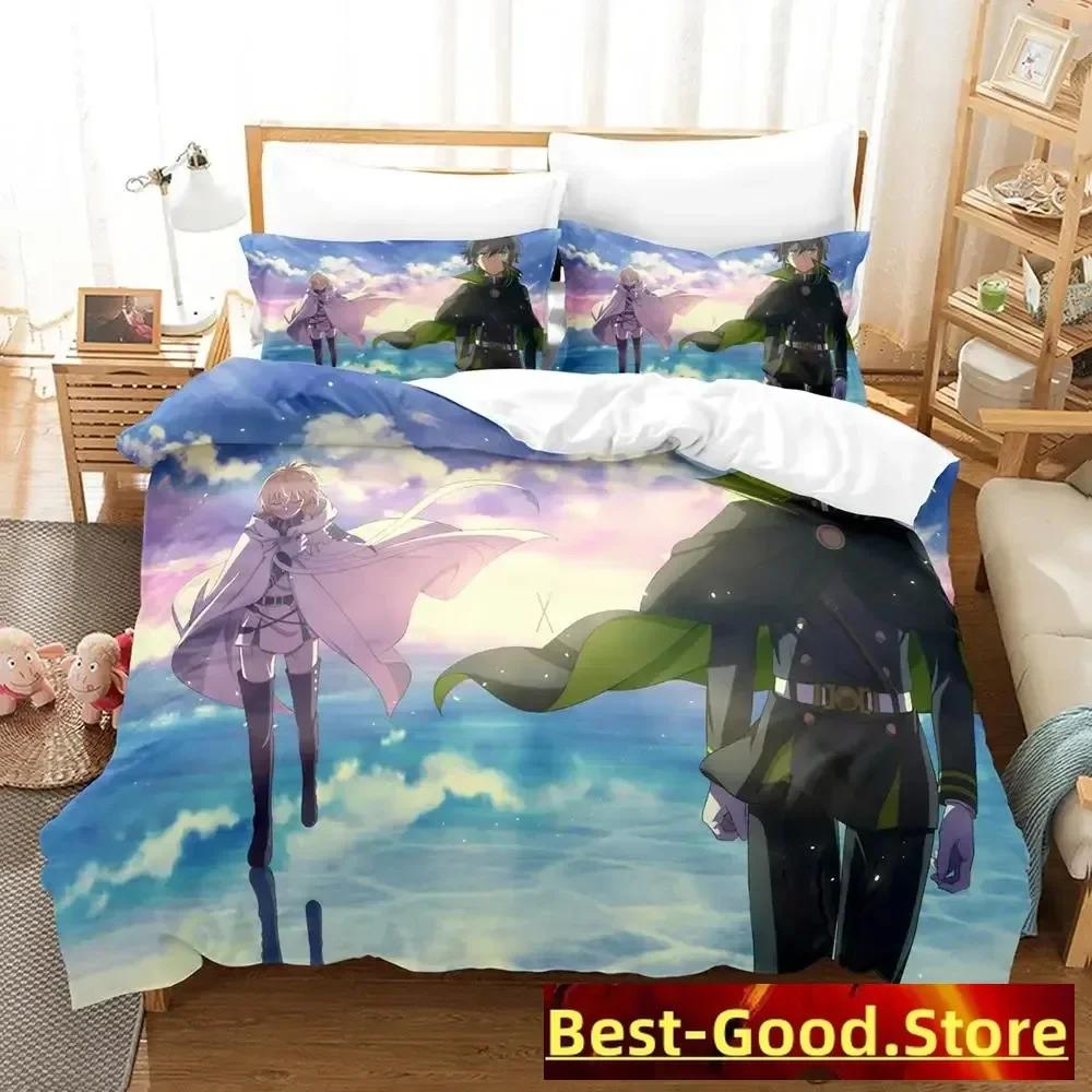 Seraph of the end Beding Set Printed Bed Linen Set With Pilowcase Bed Soft Duvet Cover Soft Single Double Quen Super King-Sized Dimensionsd Dimensions
