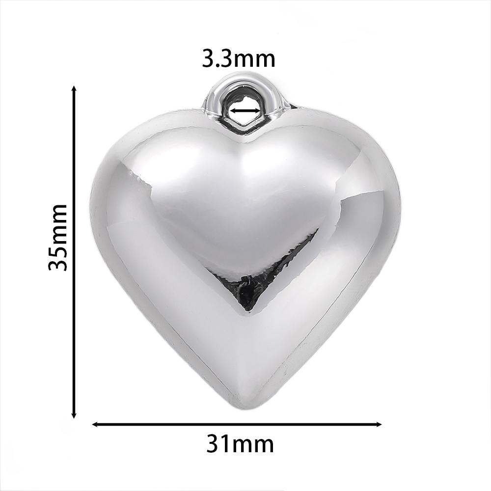 2pcs/Lot CCB Large Heart Shape Pendants Charms for DIY Earring Necklace Bracelet Jewelry Making Accessories Supplies