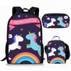 Lusso Novità Divertente Strano Cool Unicorno Stampa 3D 3pz/Set Zainetti Scolastici per Bambini Zaino per Laptop Zaino giornaliero Borsa per il Pranzo Astuccio