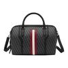 Striped Monogram Print European Vintage Style Zipper Bowling Bag Women Handbags Black 6239375