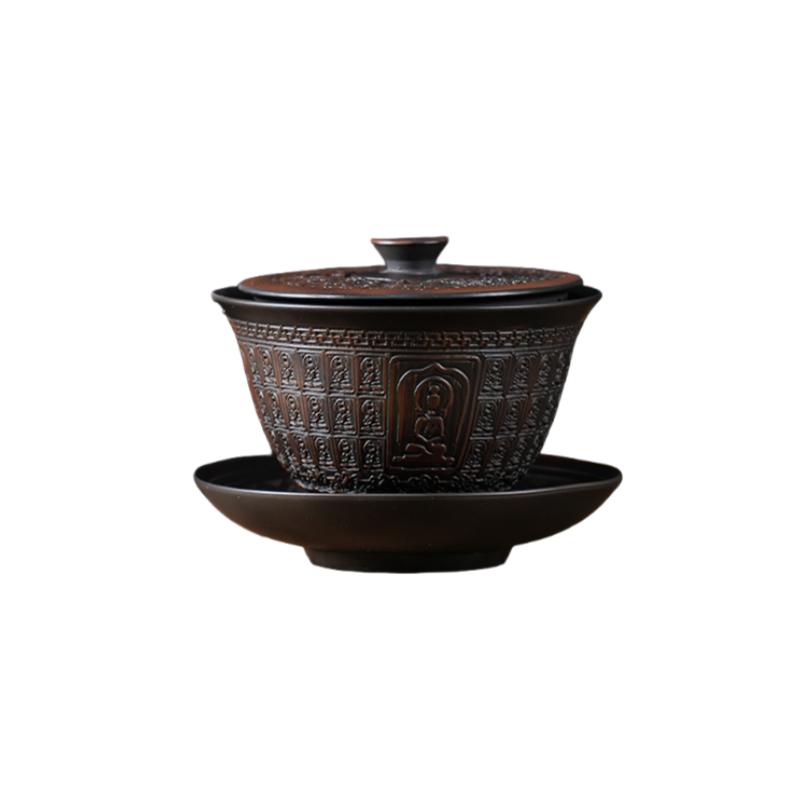 Jianshui Clay Purple Pottery Gaiwan Ceramic Handmade Household Kung Fu Tea Set Tea Bowl Tea Cup Tea Maker Tea Ceremony