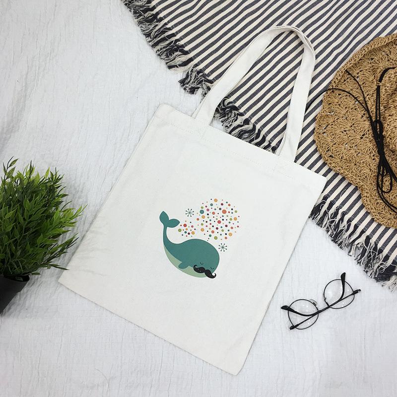 Cartoon canvas bag women's shoulder new student literary printed cloth bag handbag simple large-capacity shopping bag