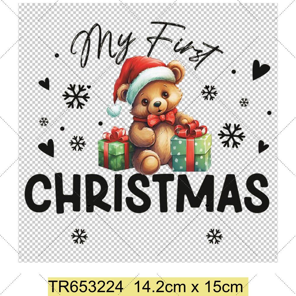 My First Chrismas DIY Clothing Heat Transfer Sticker Kids T-shirt Infant Romper Clothing Patches Heat Transfer Xmas Sticker