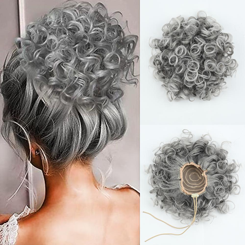 

Мисс парик синтетический беспорядочный пучок волос 60 г эластичный шнурок свободные вьющиеся волосы пучки наращивание волос для женщин черный 25cm