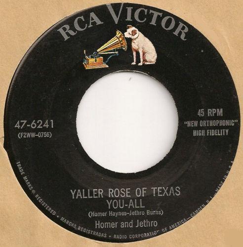 

7inch Record HOMER JETHRO Yaller Rose Of Texas YouAll 476241 RCA Victor 1955 US Pop Used