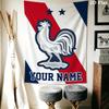 Custom Name Rooster France Wall Tapestry Aesthetic Wall Hanging Printed Fabric Blanket Decorative Tapestries for Bedroom Living Room Home Decor