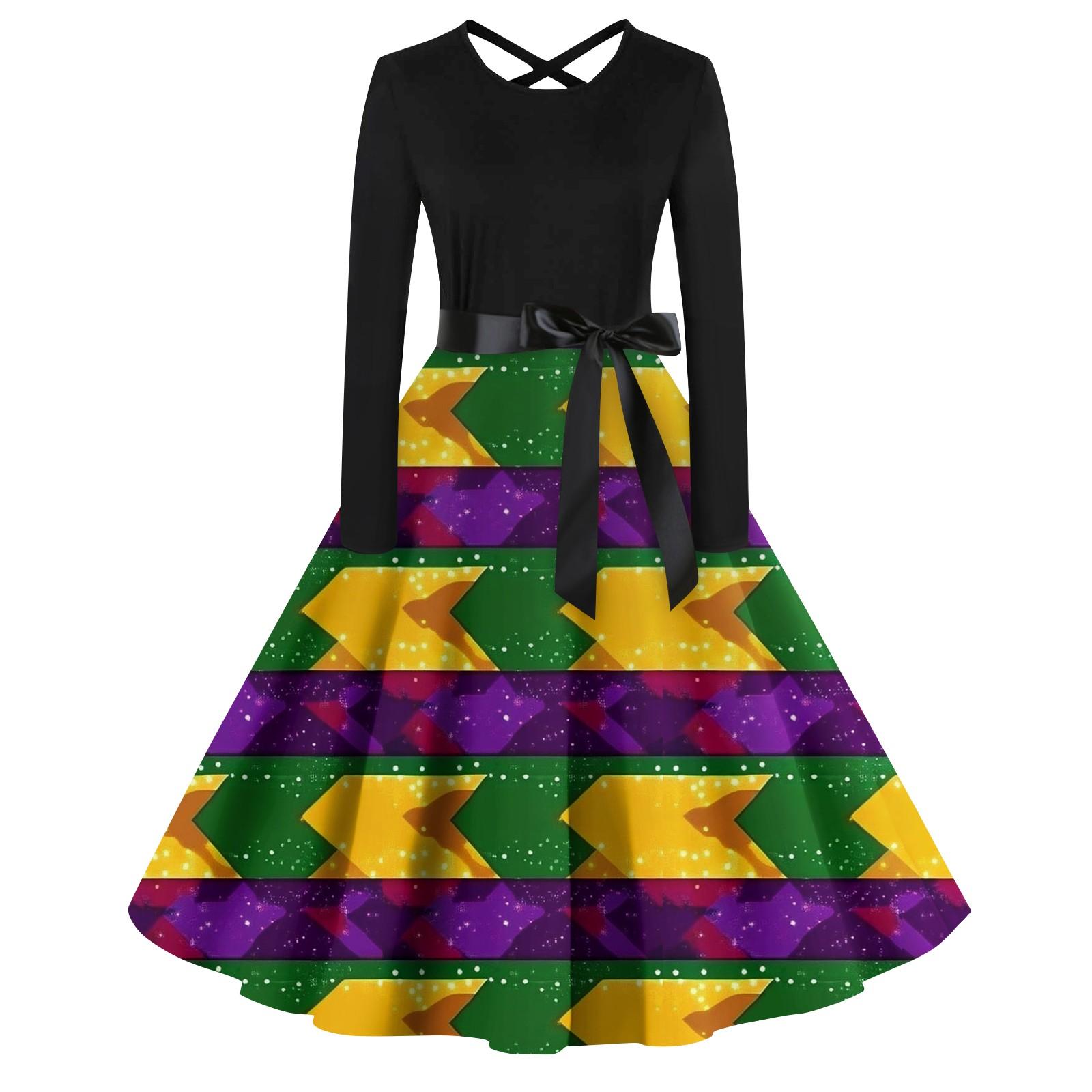 

Женский повседневный пуловер с круглым вырезом и принтом, платье с высокой талией и длинными рукавами XL армия зеленый