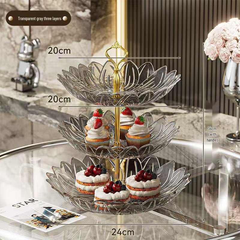 Luxury Minimalist Three-Tier Fruit and Snack Display Plate for Hotel and Home Décor