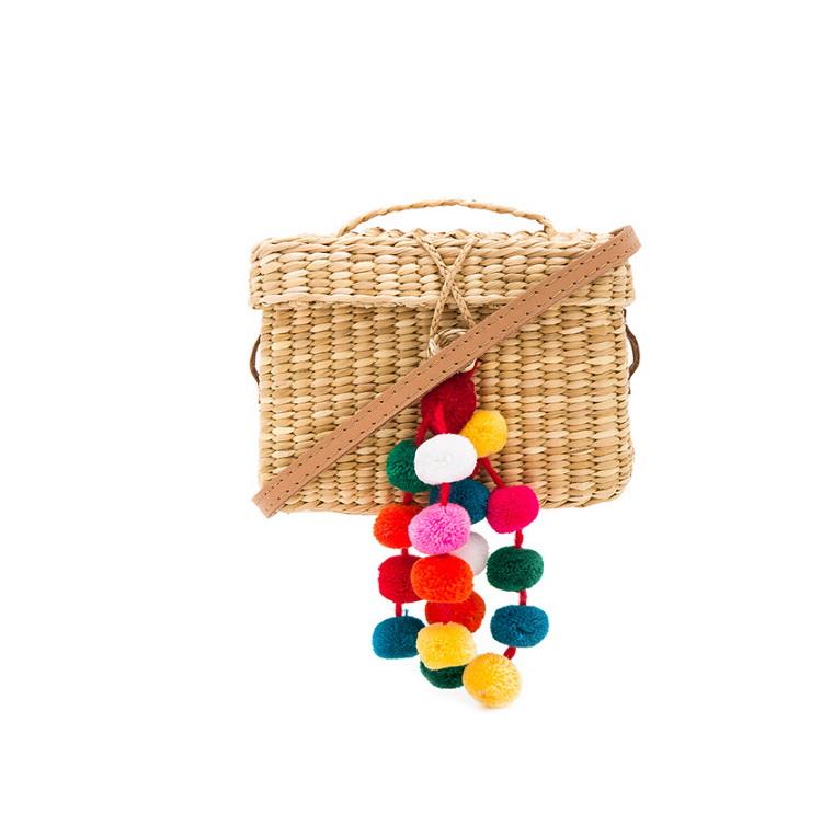 Tassel beach straw bag small bohemian artisan leather women's bag colorful shoulder bag