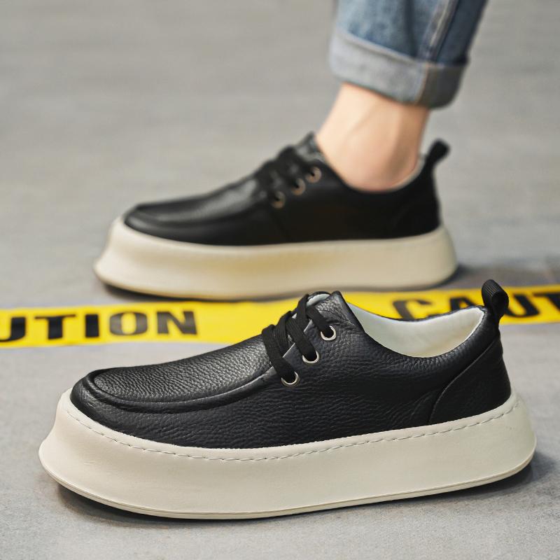 2025 Neue Herren Casual Leder Büro Schuhe Student Outdoor Trendschuhe Flache Designer Laufschuhe Rutschfest Low Top Schuh
