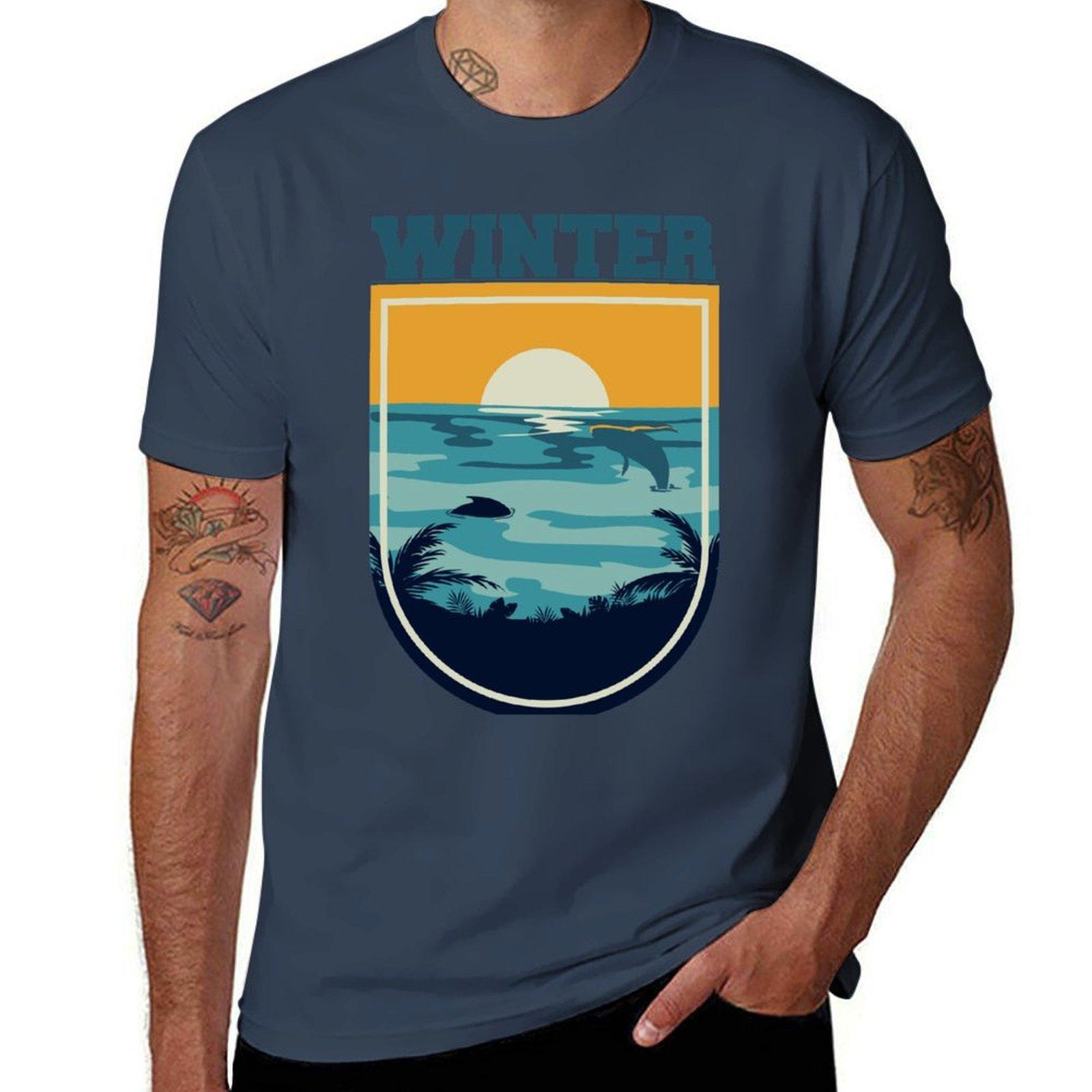 Winter The Daulphin Dolphin Lovers Tshirt Labor Work Casual Tshirt S