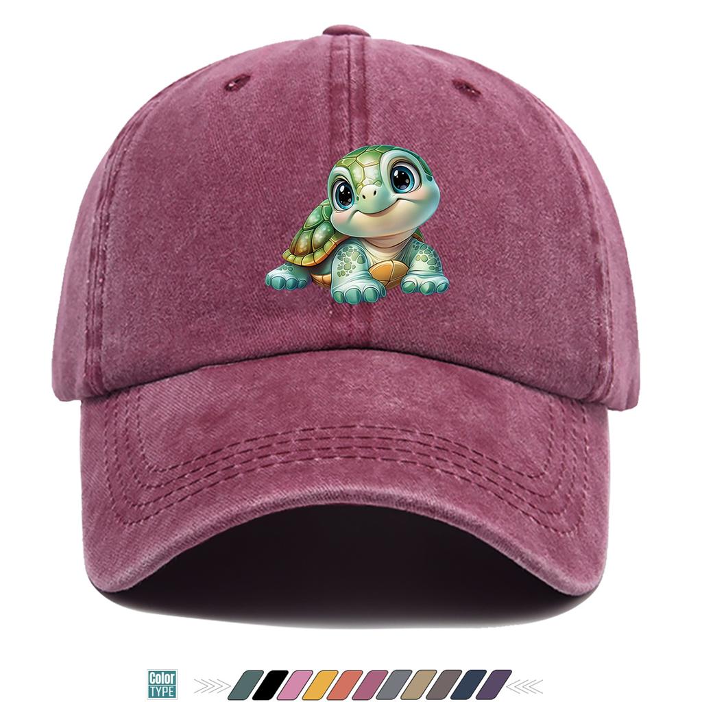 Pc Cartoon Cute Turtle Print Baseball Cap Comfortable Breathable Duckbill Hat Fashionable Cute AgeReducing Design Unisex Ad