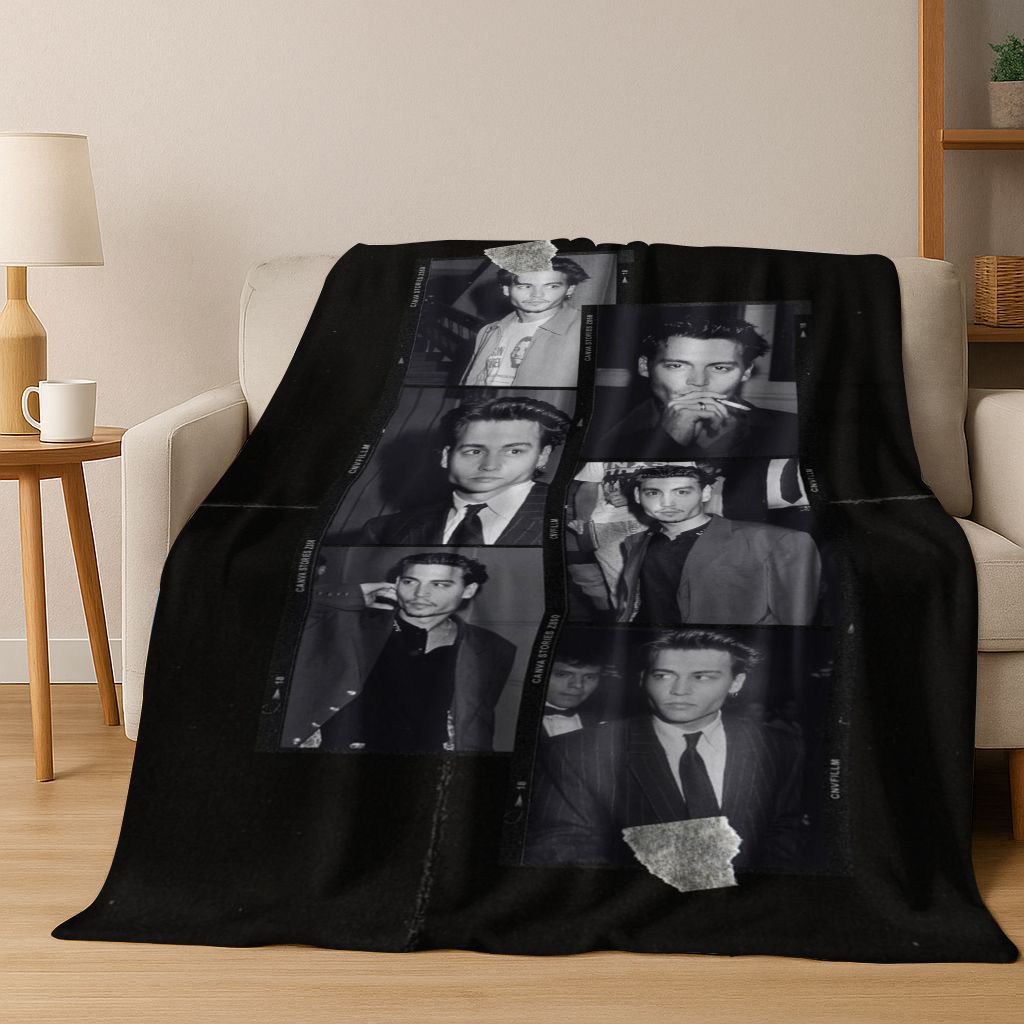 26 Stili Johnny Depp Arte Coperta di Flanella, Calda e Accogliente Morbida Coperta da Divano per Casa Camera da Letto Letto Divano Picnic Ufficio Copertura Regalo bambino